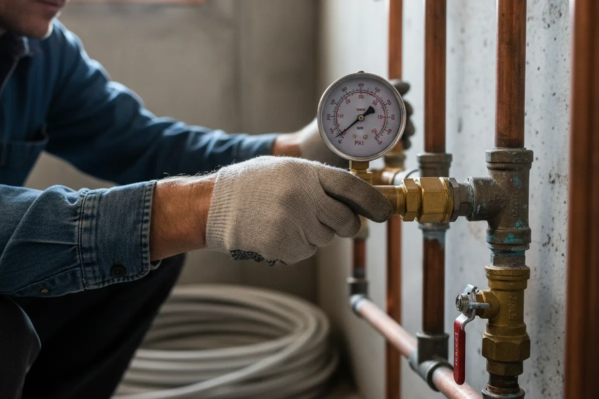 Pressure testing a repaired line during Water Line Repair in Flatgap